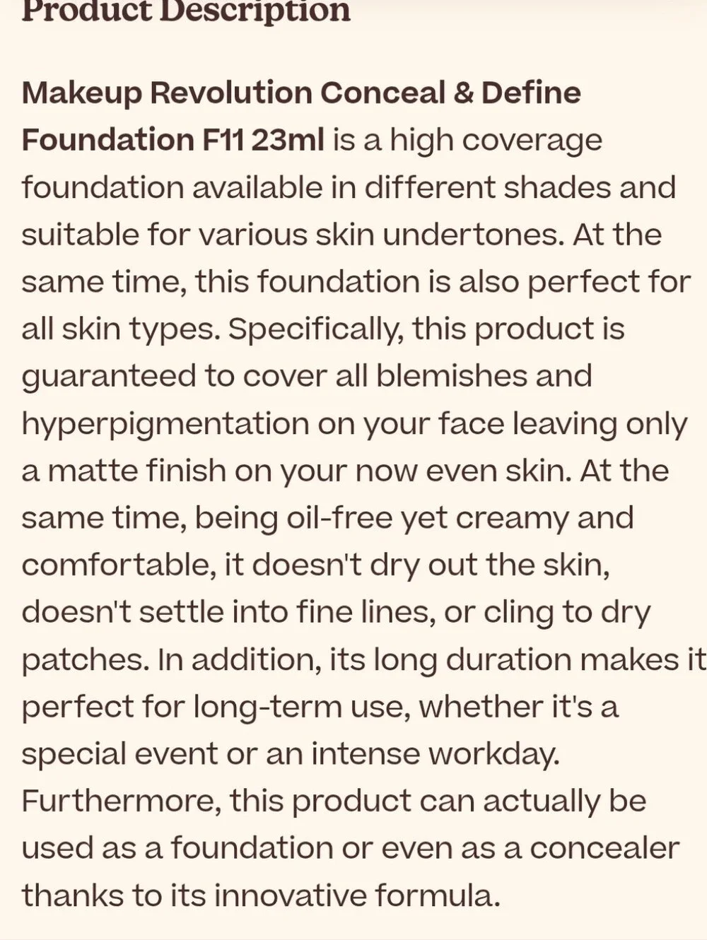 🆕️SEALED Makeup Revolution Conceal & Hydrate Radiance Foundation F11